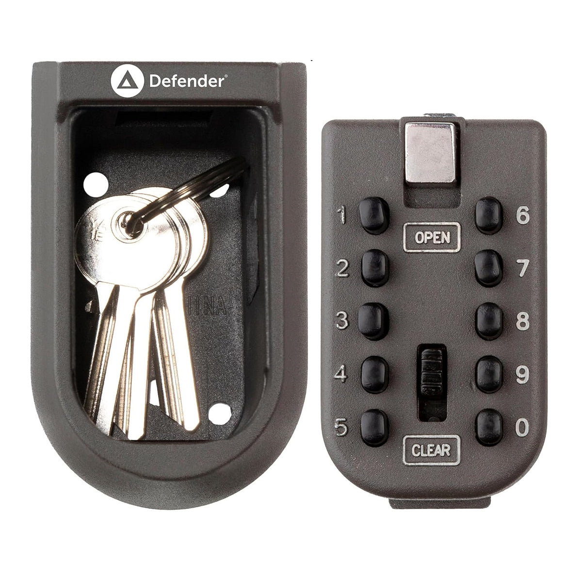 Defender Wall Mounted Compact Key Safe Black 11.8cm x 7.3cm x 6.3cm HA00800 | 10 Push Buttons | User-Friendly Keypad | Easy Operation | Weather-Resistant Cover | Comapct Design | Easy Installation | Holds Multiple Keys | Easy Press Button