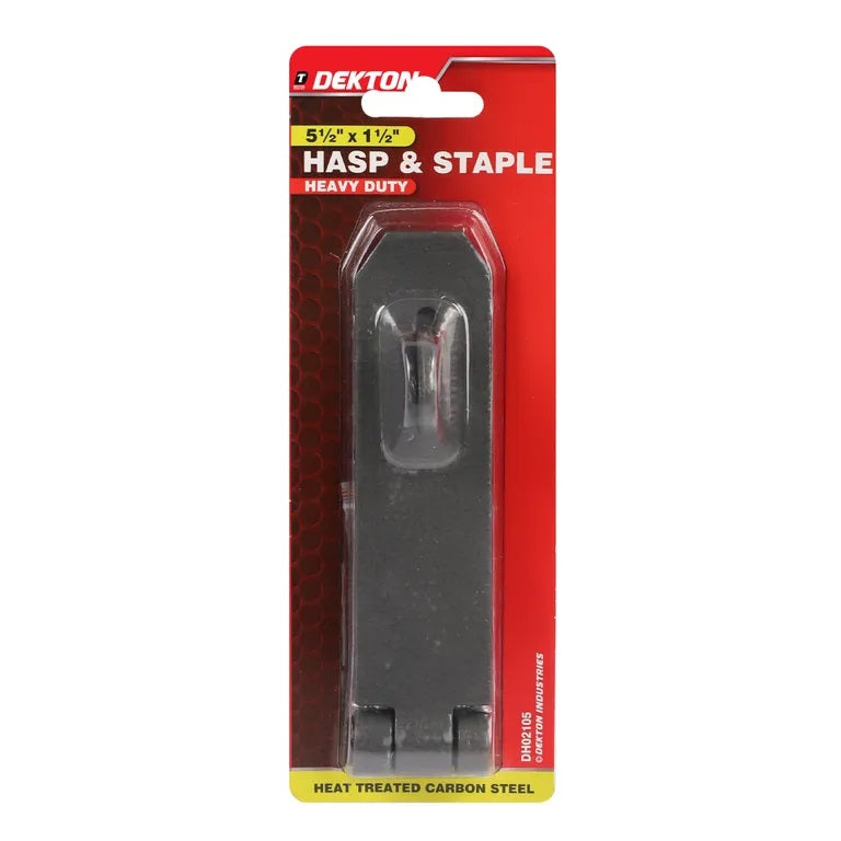 Dekton Heavy Duty Hasp and Staple Grey 5.5-Inch x 1.5-Inch DH02105 | Heat Treated Carbon Steel | Powder Coated Finish | With Fixings | Ideal for Doors-Gates-Lockers and Toolboxes | Easy to Install