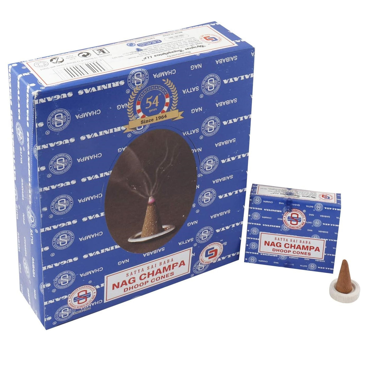 Satya Sai Baba Nag Champa Dhoop Cones with Stand Brown Pack of 12 FR1245