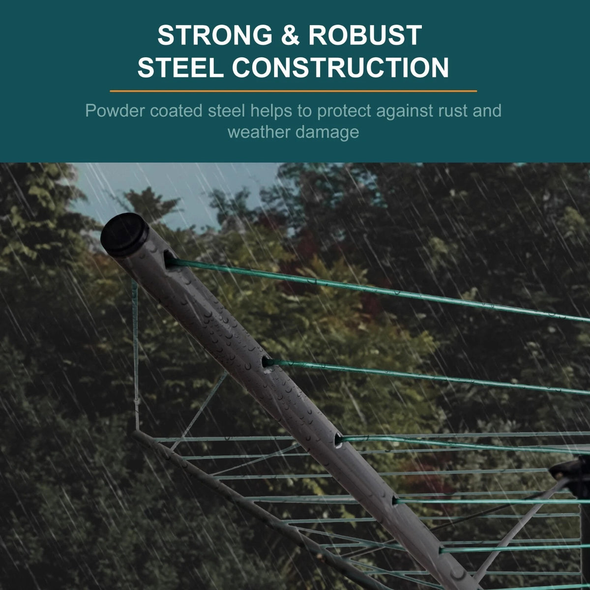 Our House 3 Arm Rotary Airer Black and Green 26Mtr SR20110 | Robust Powder Coated Steel Frame | 26Mtr Easy to Use PVC Coated Line | Easy to Use Umbrella System | Practical Tensioning System with Catch | Includes Powder Coated Steel Ground Spike