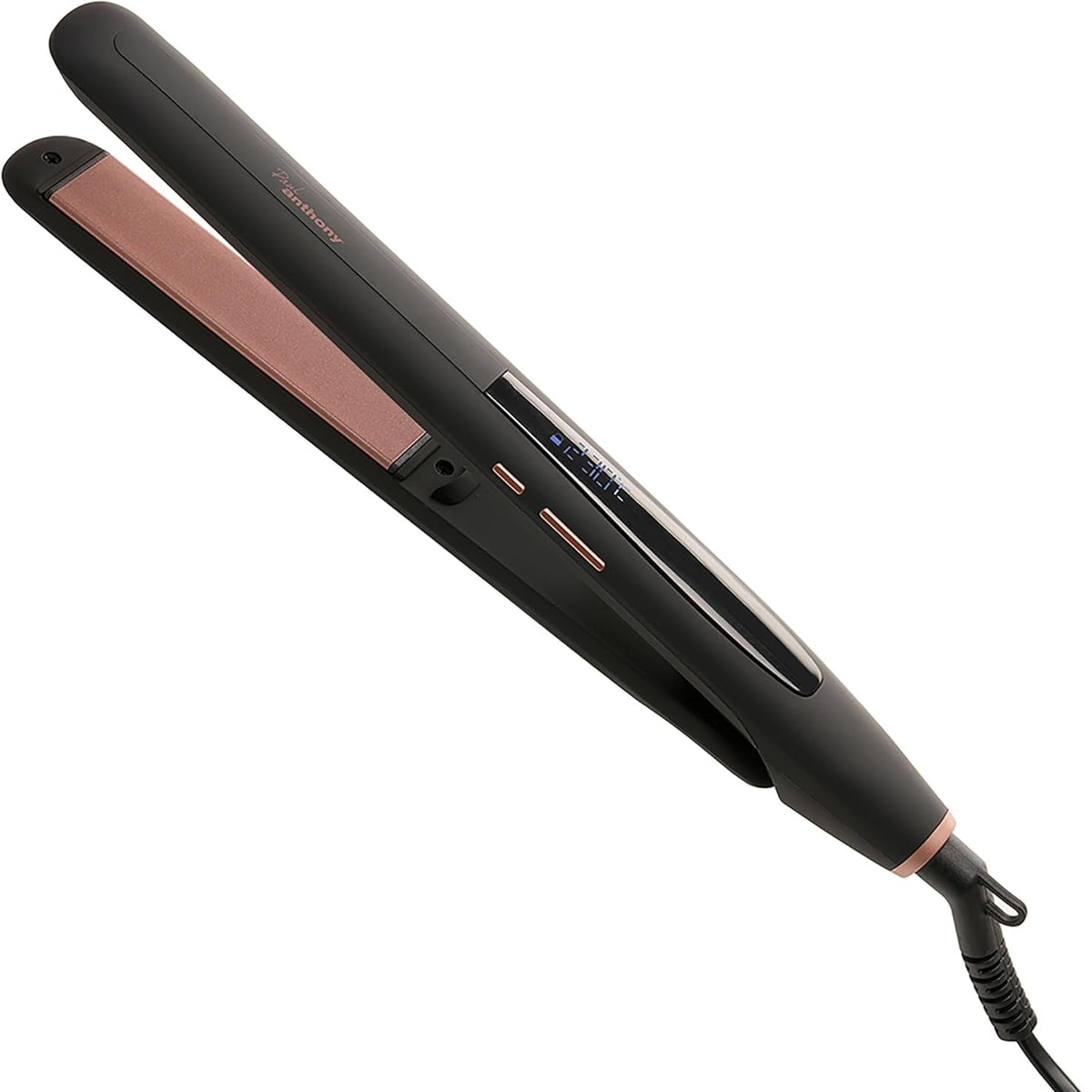 Paul Anthony Style Pro Ceramic Hair Straightener Black and Brown H2214 | 110mm Flaoting Ceramic Plates | 9 Temperature Settings | Quick Heat Up | Safety Auto Shut-Off | Rubberised Grip Handle | 100 x 25mm Long Floating Plates | Cool Touch Tip | LCD
