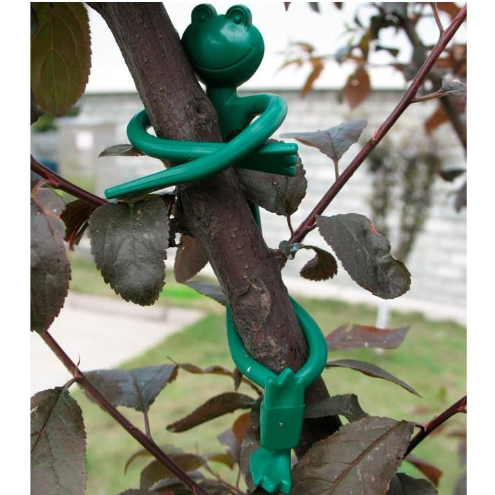 Green Jem Decorative Frog Plant Ties Green Pack of 2 GSFROG | Bendable Plant Support Clips | Wrap Around Stems | Reusable Garden Accessories | Reusable | Rust-free | Waterproof Rubber Coating | Attach to Bamboo and Trellis