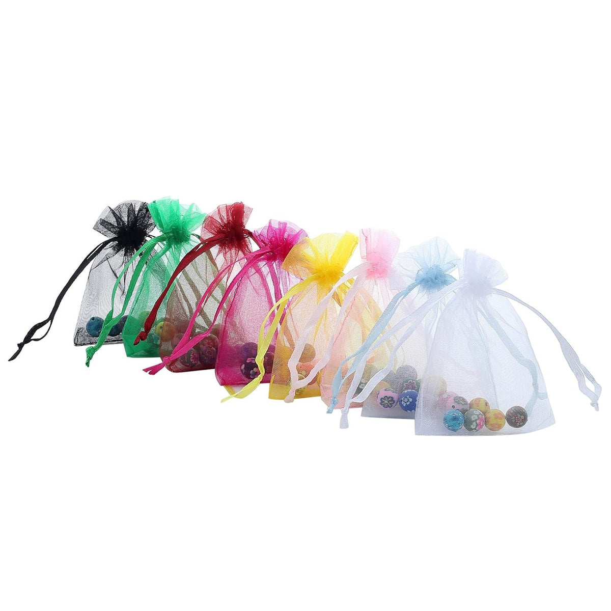SiL Craft Organza Bags Assorted Colours 8cm x 10cm Pack of 8 CR0510A | Drawstring Gift Pouches | For Crafts-Parties-Weddings and Jewellery
