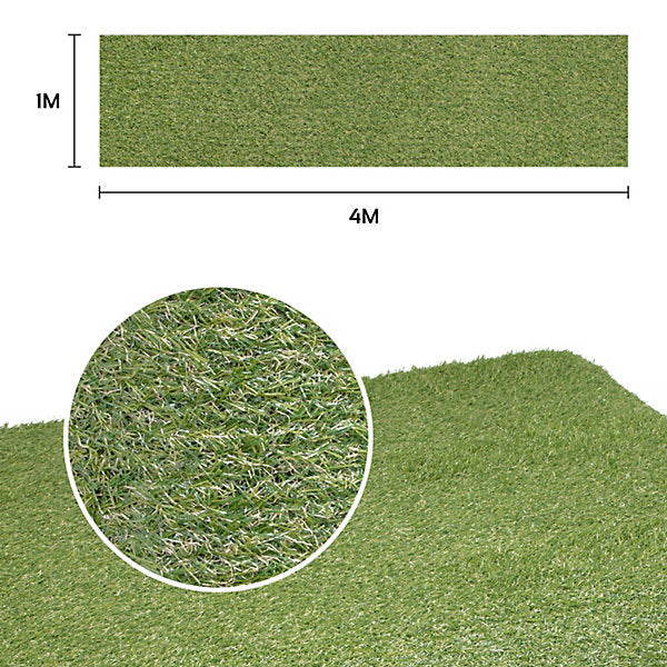 GardenKraft Artificial Grass Roll Dark Green 4Mtr x 1Mtr 26079 | 15mm Pile | UV Protected | Realistic Soft Texture | No Watering | No Cutting | No Weeding | Lush Green Lawn All Year Round | Mix of Emerald Green-Lime and Bi-colour | A Perfect Deep Grass