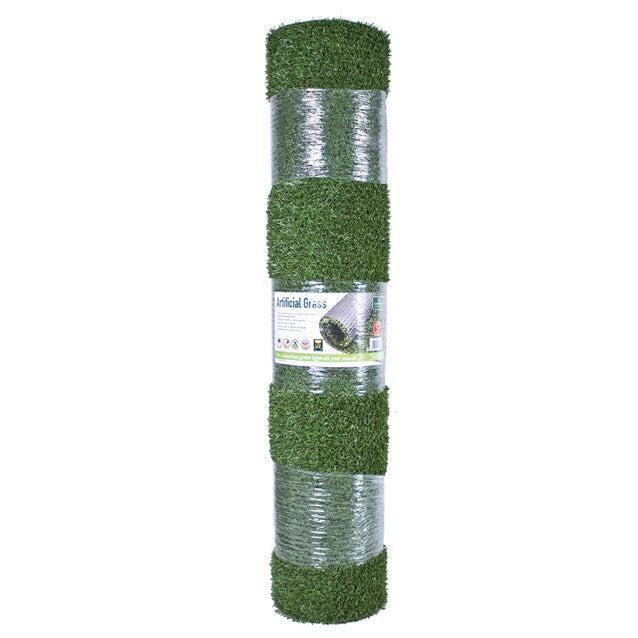 GardenKraft Artificial Grass Roll Dark Green 4Mtr x 1Mtr 26079 | 15mm Pile | UV Protected | Realistic Soft Texture | No Watering | No Cutting | No Weeding | Lush Green Lawn All Year Round | Mix of Emerald Green-Lime and Bi-colour | A Perfect Deep Grass