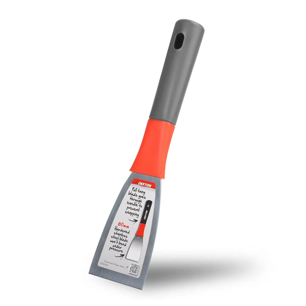 Dekton Professional Filling Knife Multicolour 60mm DT95766 | Strong Durable Scraper | Ideal for Tough Scraping Jobs Around the Home | Stainless Steel Blade Resists Rust | Double Hollow Ground Flex Blades for Perfect Flex Point and Longer Life | Full Tang