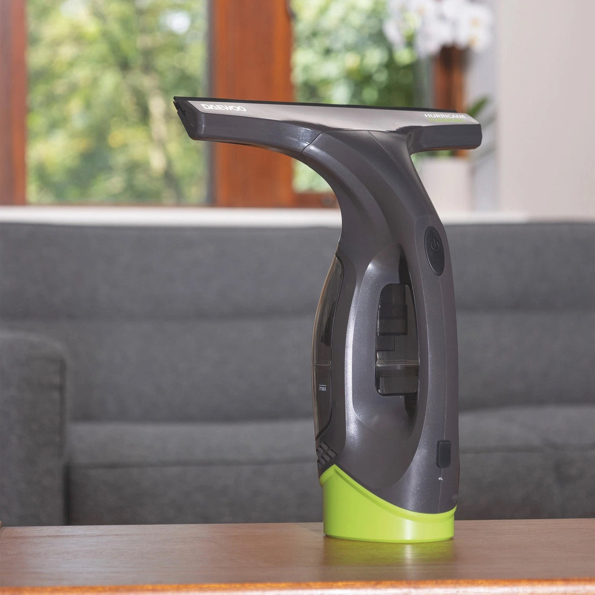 Daewoo Hurricane Clearvac Rechargeable Window Vacuum Cleaner Black and Green FLR00194 | 30 Minute Run Time | Lightweight | Cordless Design | Charging Indicator Light | 150ml Dirty Water Tank