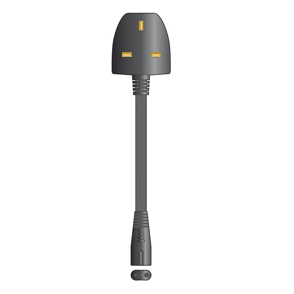 Mercury Mains Power UK Plug Figure 8 Lead Black 1Mtr 126g 114.033UK | 3A Fused Plug | Compatible with DVD-Laptop-TV and Speaker | BS 1363 Approved Plug