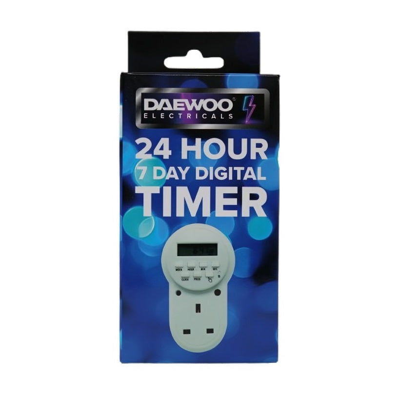 Daewoo 24 Hour 7 Day Digital Timer with LED Indicator White TMR1009