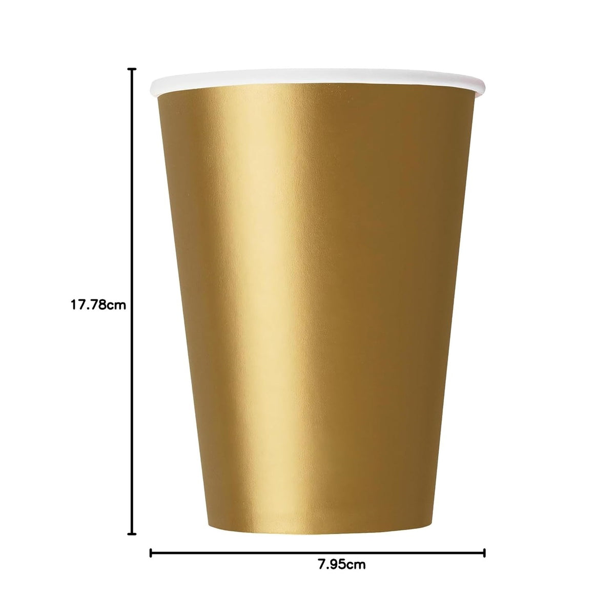 Unique Party Disposable Paper Cups Gold 270ml Pack of 14 33246EU | Eco-Friendly Drinkware | FSC Certified | Ideal for Parties-Events and Everyday Use