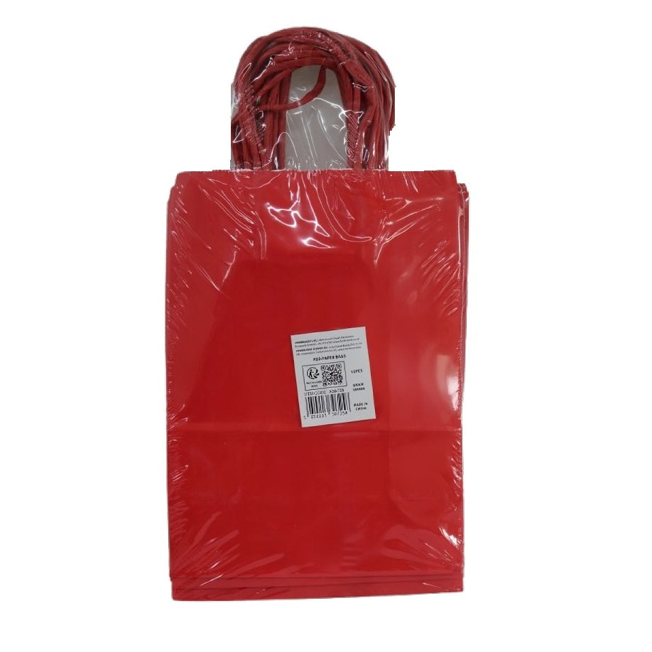 Henbrandt Paper Bag with Coloured Handles Red 16cm x 22cm Pack of 12 X30725