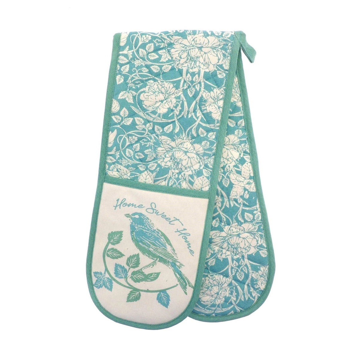 Country Club Double Oven Glove Multicoloured KCO232091 | Home Sweet Home Bird Design | Ideal for Baking and Cooking | Heat Resistant Quilted Mitt
