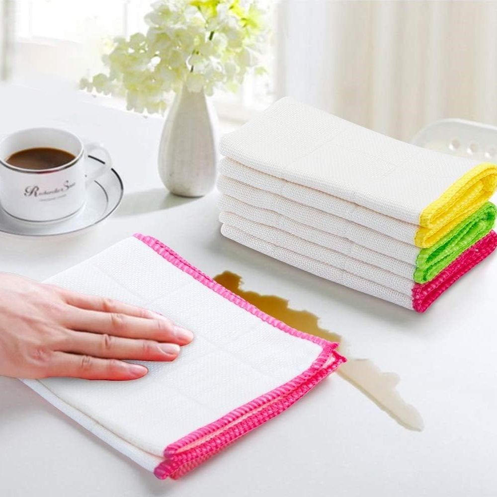 Ramon Squeaky Clean Microfibre Dish Cloths White Pack of 3 776W.3SQ2 | Super Absorbent and Durable | Multipurpose Cleaning Cloths | For Kitchen and Household Use