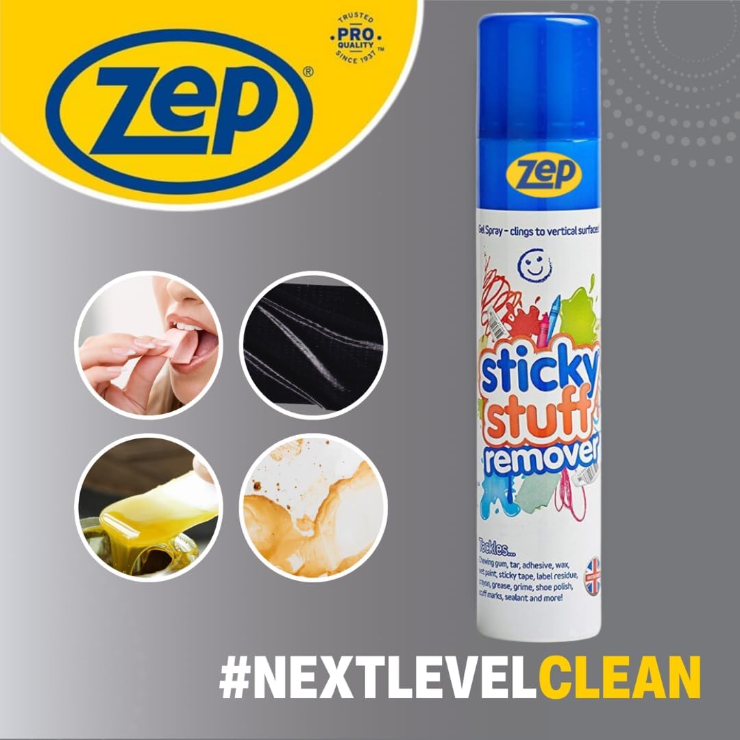 Zep Sticky Stuff Remover Multicoloured 100ml ZEP001 | Powerful Gel Spray | For Removing Stickers-Labels-Grease-Tar and Adhesive Residue | Ideal for Home-Office and Industrial Use | Fast Acting Formula | Versatile
