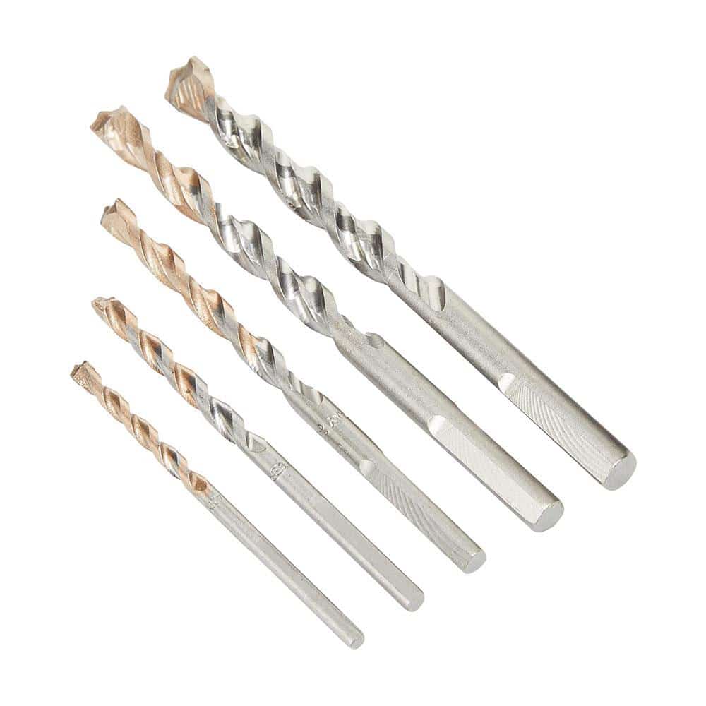 Dewalt Extreme Masonry Drill Bit Set Silver Pack of 5 DT6956 | Made from Hardened Carbide | For Concrete-Stone and Brick Drilling | Set Includes 4mm-5mm-6mm-8mm-10mm