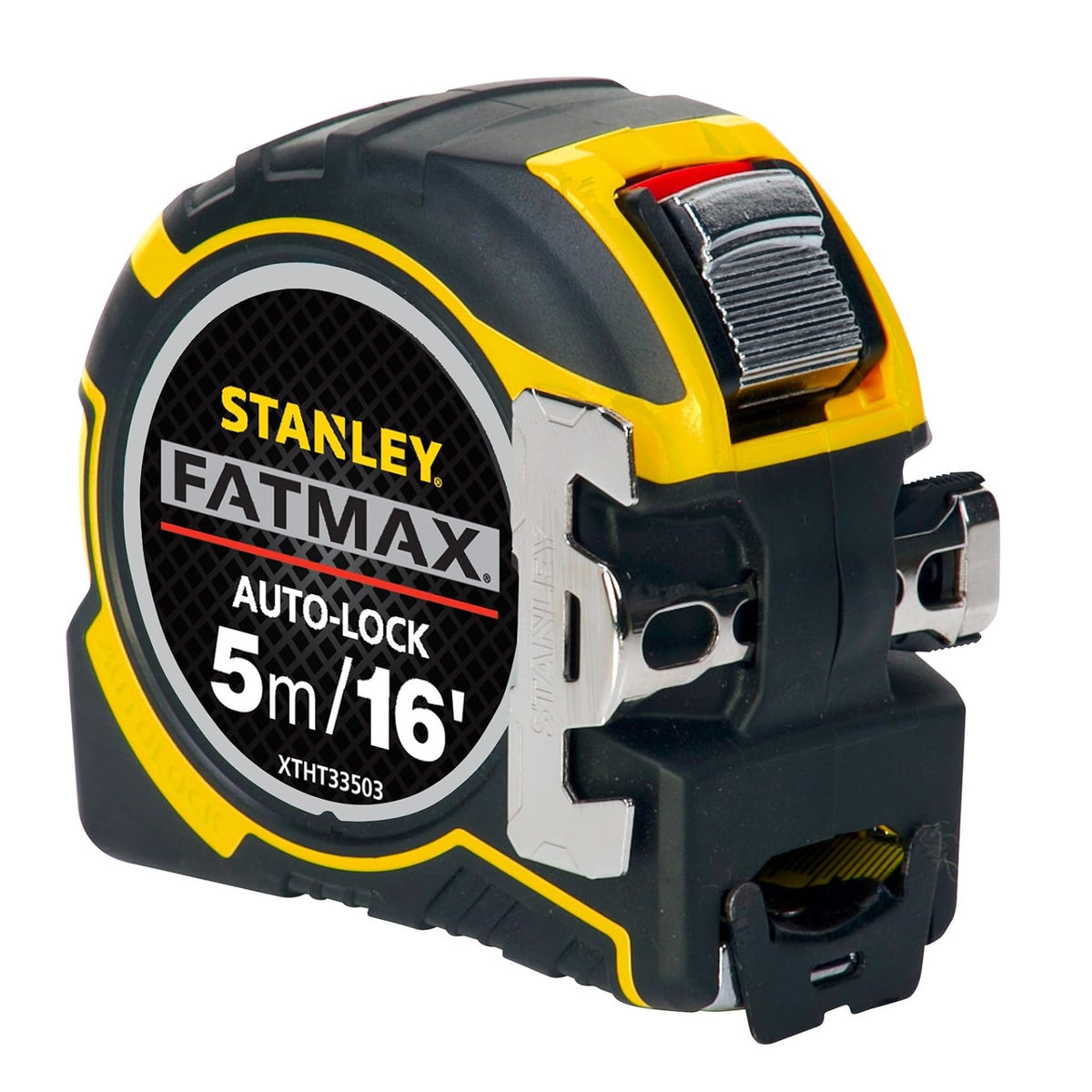 Stanley FatMax Autolock Tape Measure Yellow and Black 8Mtr XTHT0-33504 | Detachable Hook | 32mm Blade | 3.3Mtr Standout | Heavy-Duty Measuring Tool | TRU-ZERO Hook