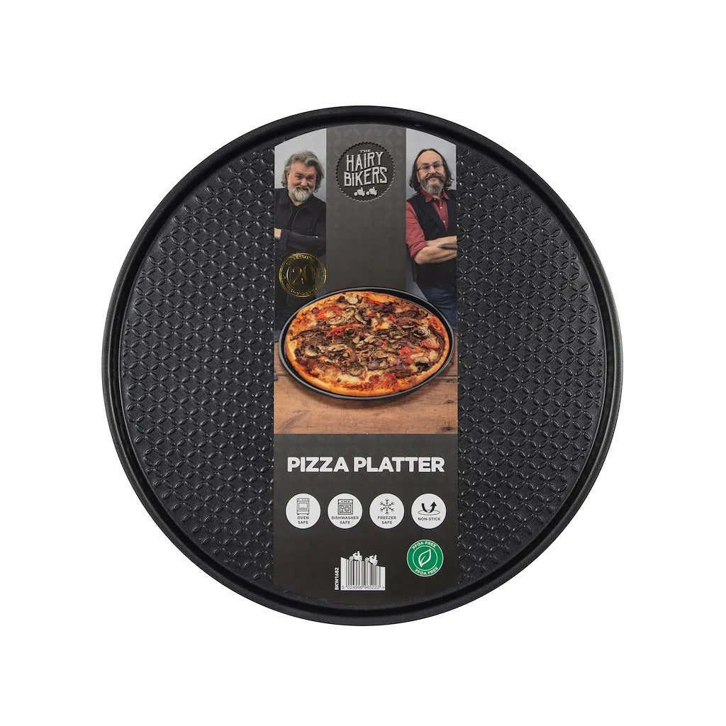 Hairy Bikers Pizza Tray Black 0.8mm BKW1847 | Oven Safe | Dishwasher Safe | Freezer Safe | Non Stick