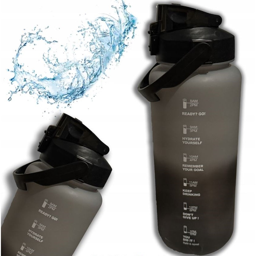 Excellent Houseware Sports Bottle with Time Marker Assorted Colours 2000ml Pack of 1 997100490 | Leakproof BPA-Free | With Flip Top Lid | For Fitness-Gym and Daily Hydration