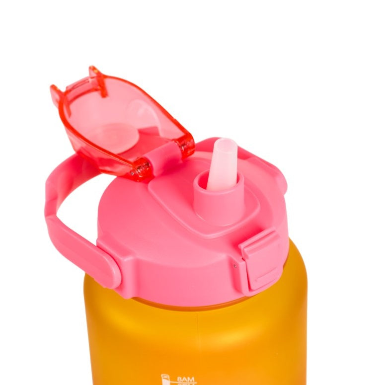 Excellent Houseware Sports Bottle with Time Marker Assorted Colours 2000ml Pack of 1 997100490 | Leakproof BPA-Free | With Flip Top Lid | For Fitness-Gym and Daily Hydration