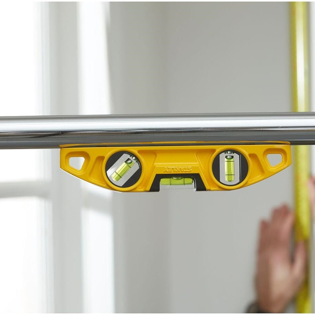 Stanley FatMax Torpedo Spirit Level Yellow 230mm 0-43-603 | Magnetic Base | 3 Vials | Durable and Compact Design