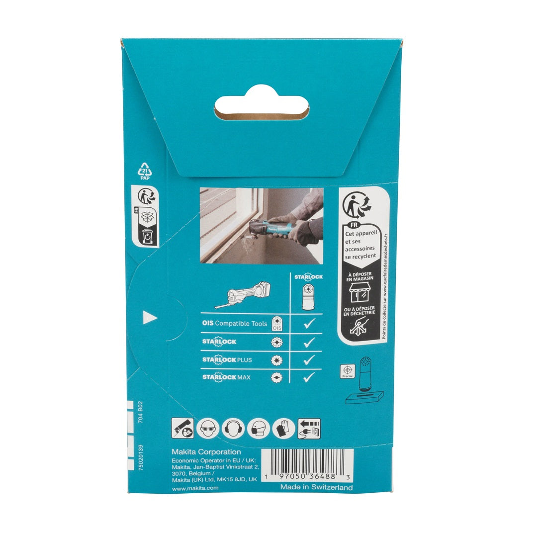 Makita Starlock TMA047 BIM Metal Cutting Blade Black 32mm x 50mm B-64814 | For Metal-Wood-Epoxy and Aluminium | Oscillating Multi-Tool Accessory | 20 TPI | For Plunge Cutting