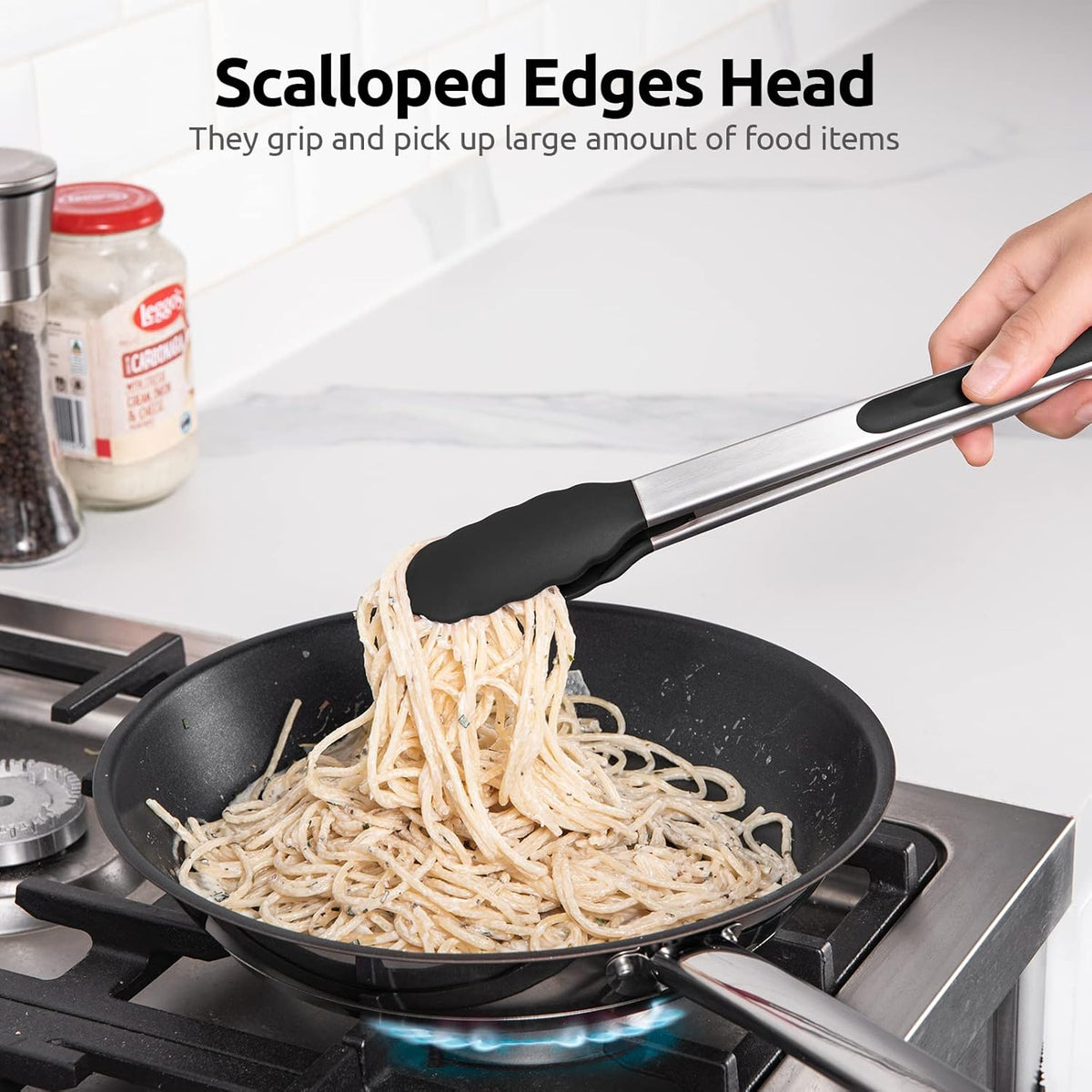 Prestige Dishwasher Safe Tongs Black and Chrome 54290 | Durable Stainless Steel | Easy Grip Handle for Comfort and Control | Heat Resistant to 210 Degree Celsius