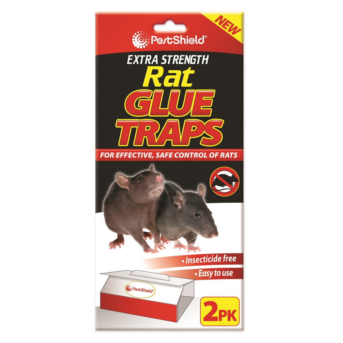 151 Pestshield Extra Strength Rat Glue Traps Multicoloured Pack of 2 PS0069 | Insecticide Free | Easy to use | For Effective and Safe Control of Rats | Poison Free