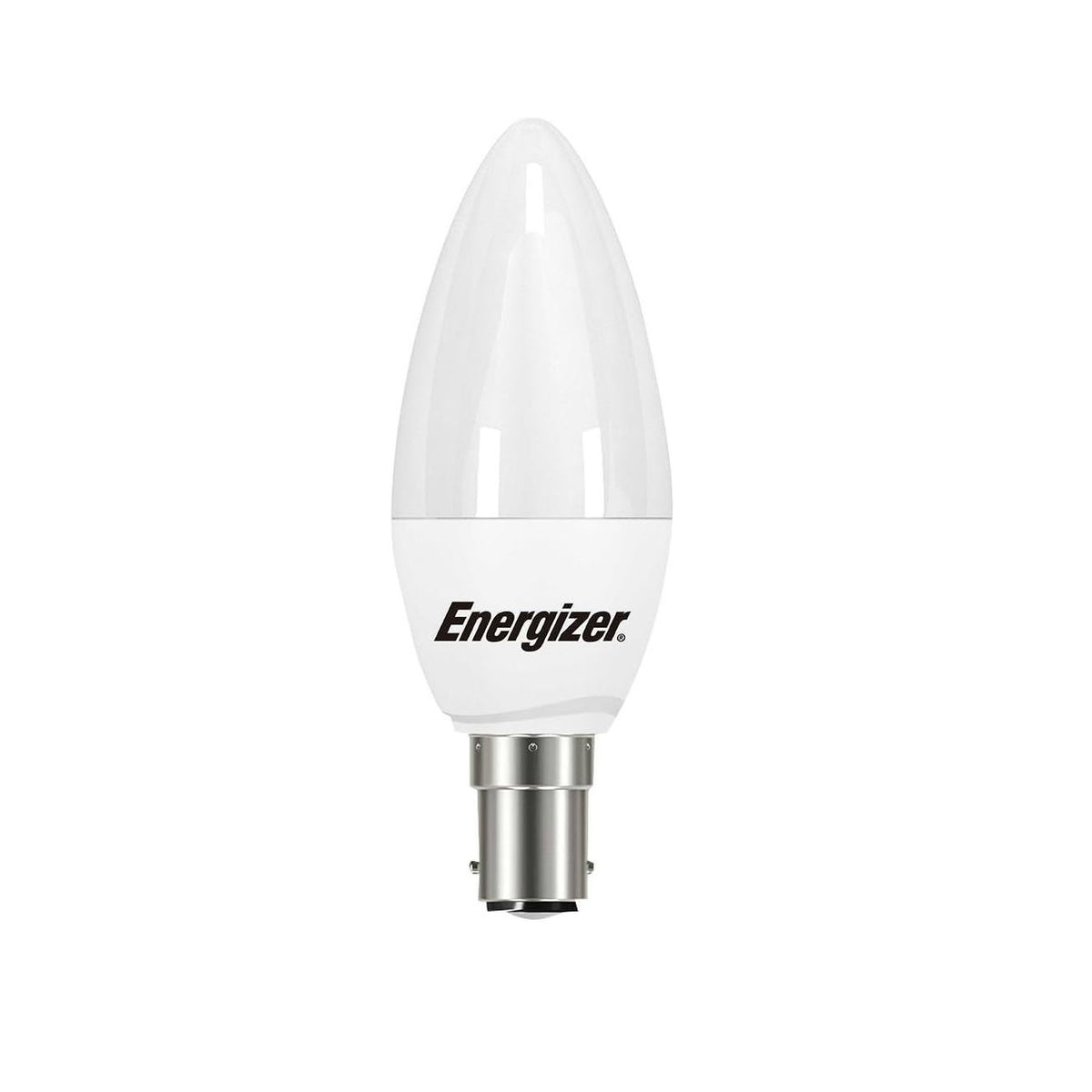 Energizer B15 SBC Non-Dimmable LED Candle Bulb 38mm x 110mm Warm White S8878 | 5.9W | 40W Equivalent | Opal Finish | Energy Saving Light Bulb