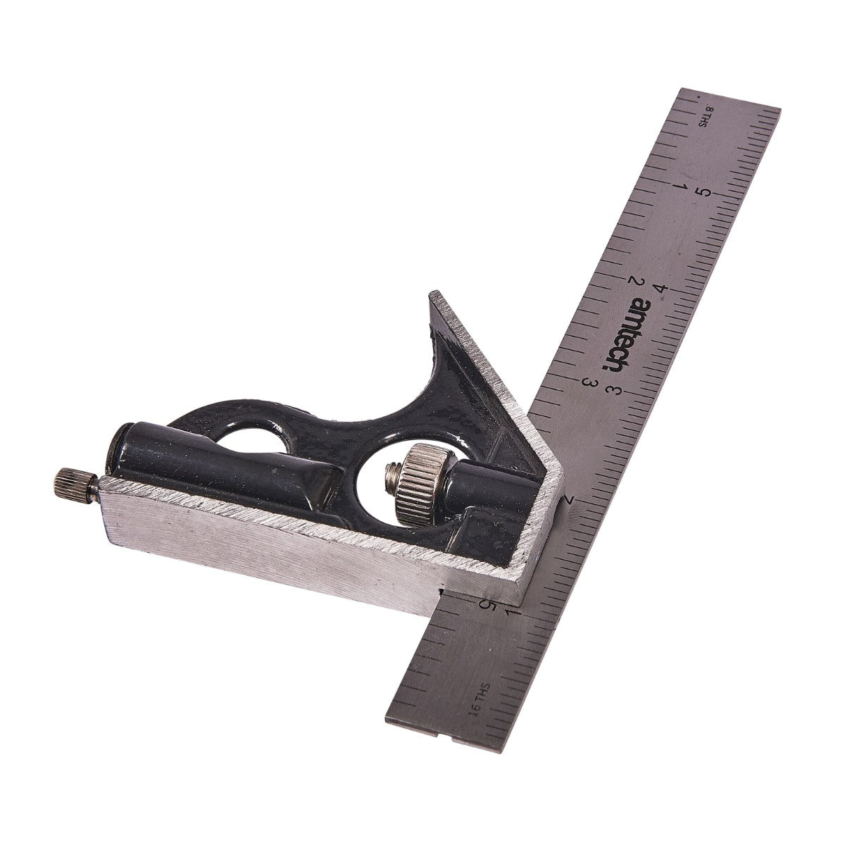 Amtech Heavy Duty Combination Square Grey 6-Inch P4020 | Aluminium Body with Hardened Steel Blade | Built-In Spirit Level and Scriber | Measuring Tool | Strong and Lightweight
