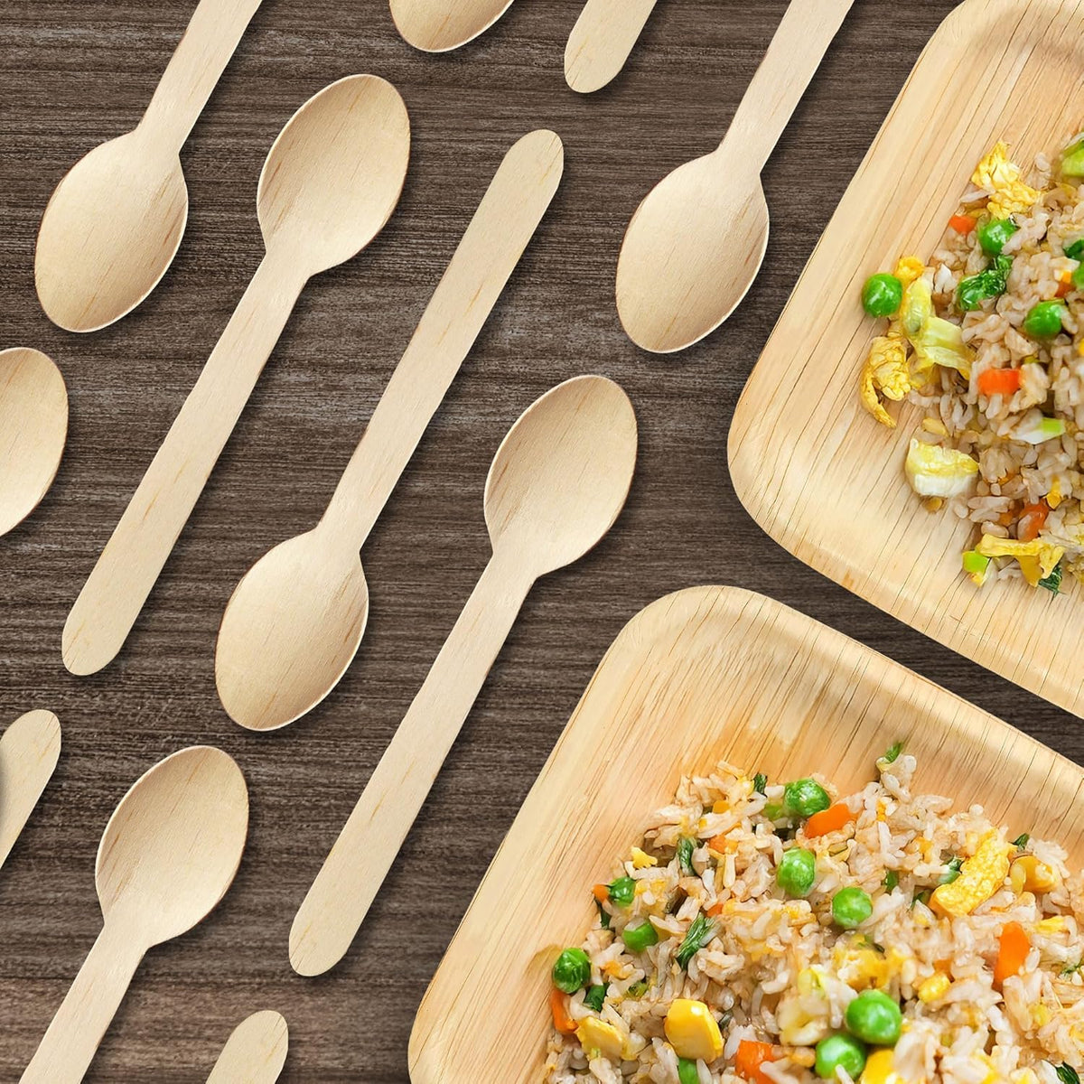 DID Wooden Spoons Natural Pack of 100 EF9903 | Eco-Friendly Disposable Cutlery | 100 Percent Compostable and Biodegradable | Plastic-Free Alternative | Ideal for Parties-Picnics and Catering