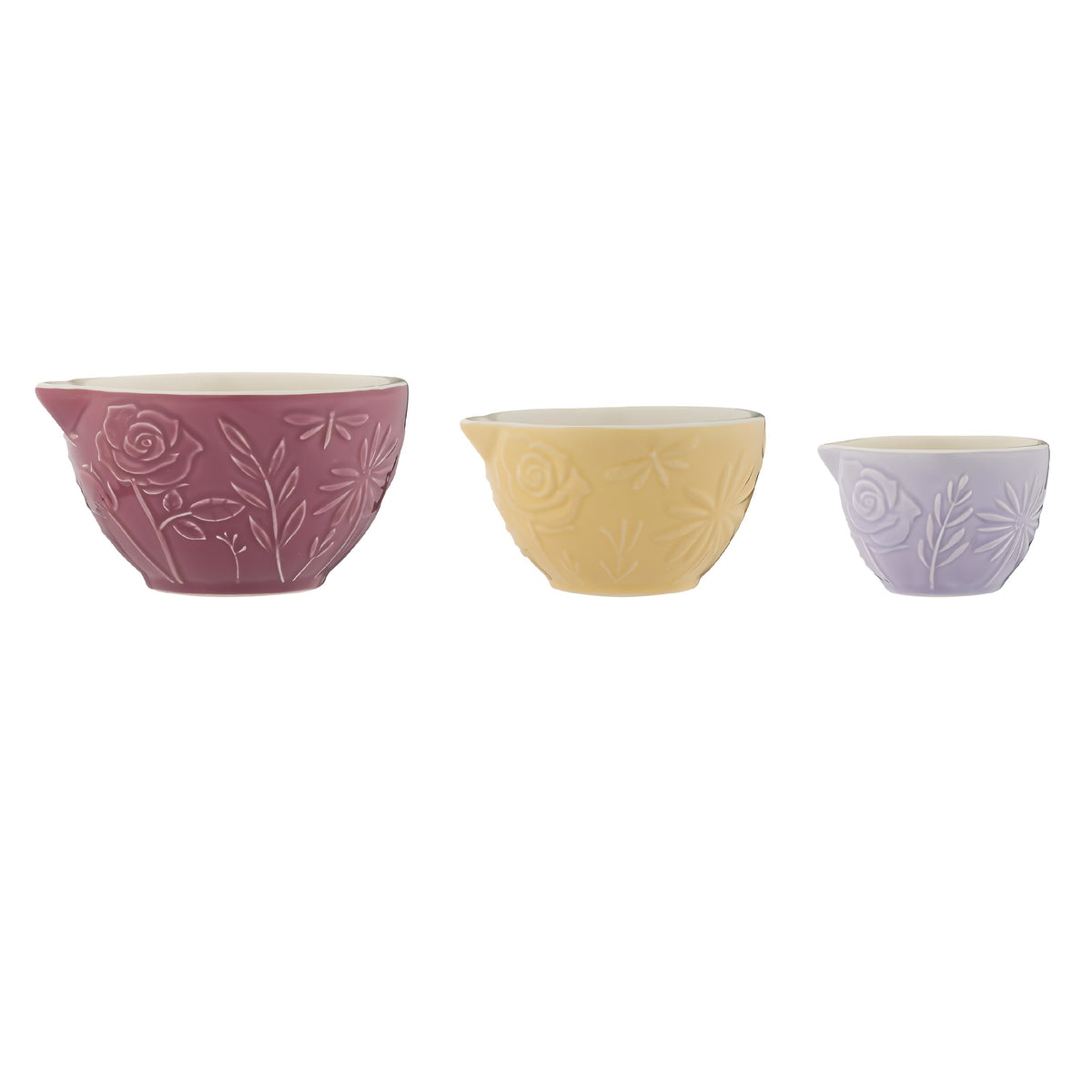 Mason Cash In The Meadow Multi Measure Set Assorted Colours 10.6cm x 10.6cm x 7cm Pack of 3 2002.171 | Made from Chip-Resistant Stoneware | Microwave Safe | Dishwasher Safe