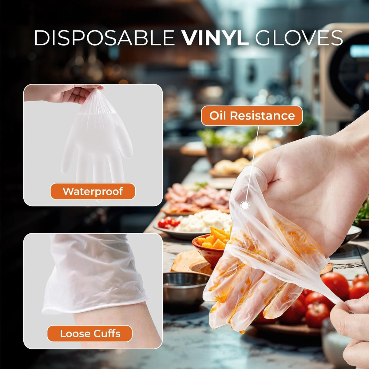 DID Vinyl Single Use Gloves Clear Large Pack of 100 WW9171 | Powder-Free | Ambidextrous | Non-Sterile | Disposable Gloves | For Cleaning-Food Handling and General Purpose