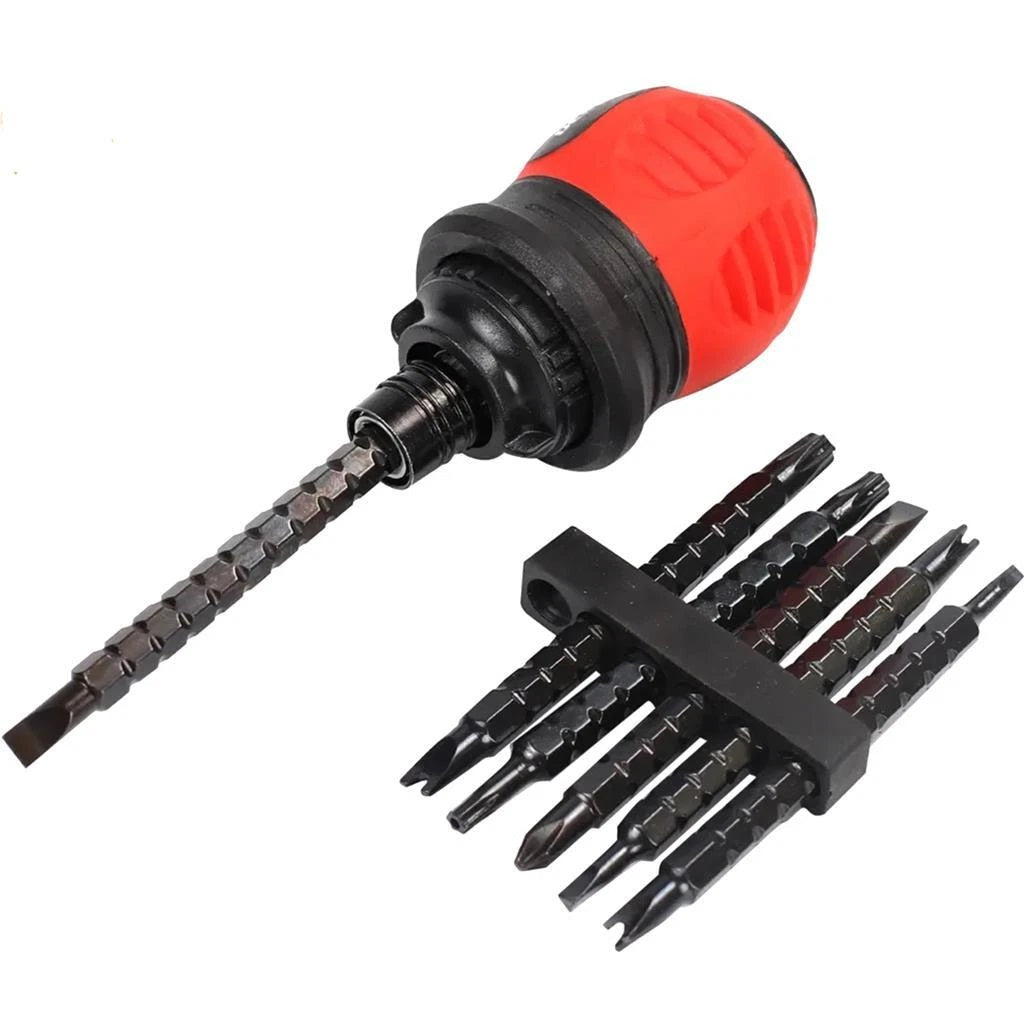Dekton 13-in-1 Adjustable Ratchet Screwdriver Set Black and Red DT65209 | Extends Easily | Easy to Switch | Effortless Ratchet Function | Compact Design and Multi-Functional