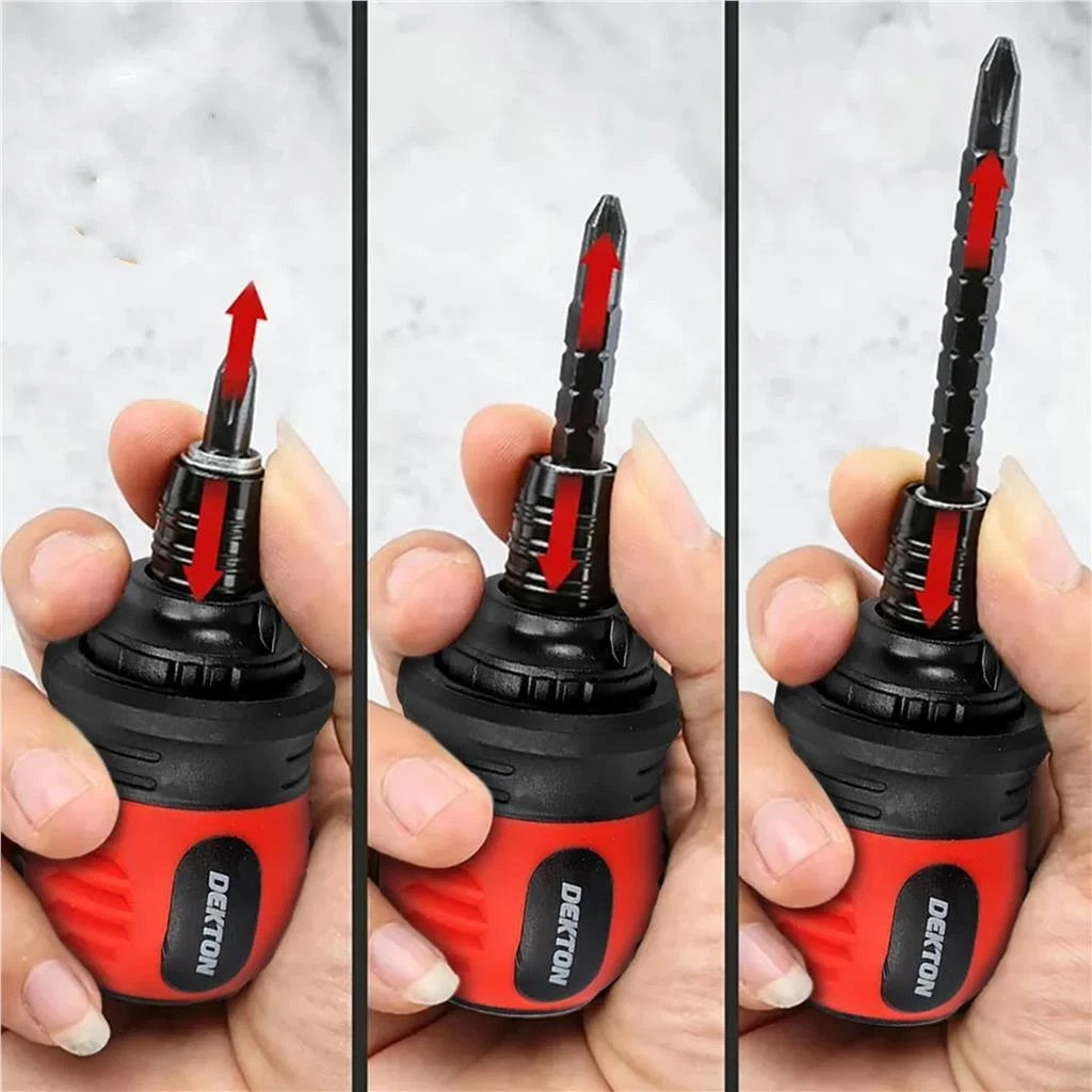 Dekton 13-in-1 Adjustable Ratchet Screwdriver Set Black and Red DT65209 | Extends Easily | Easy to Switch | Effortless Ratchet Function | Compact Design and Multi-Functional
