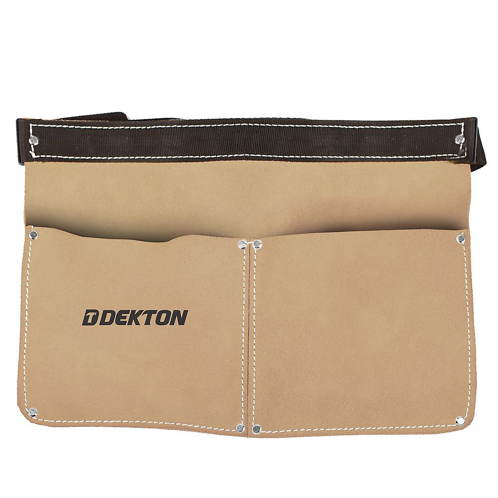 Dekton Premium Leather 2 Pocket Tool Pouch Camel DT50178 | Adjustable Fit | Heavy Duty | Lightweight | Multi-Functional