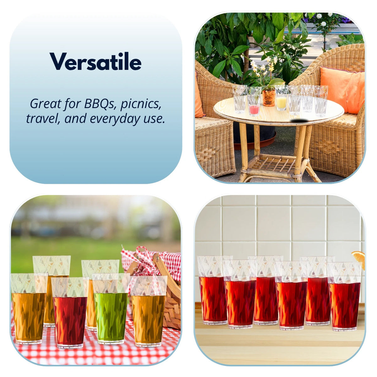 Ashley Housewares Plastic Drinking Tumbler with Twisted Design Clear 600ml Pack of 1 PT301 | Durable | Reusable | BPA-Free | Ideal for Home-Outdoor and Parties