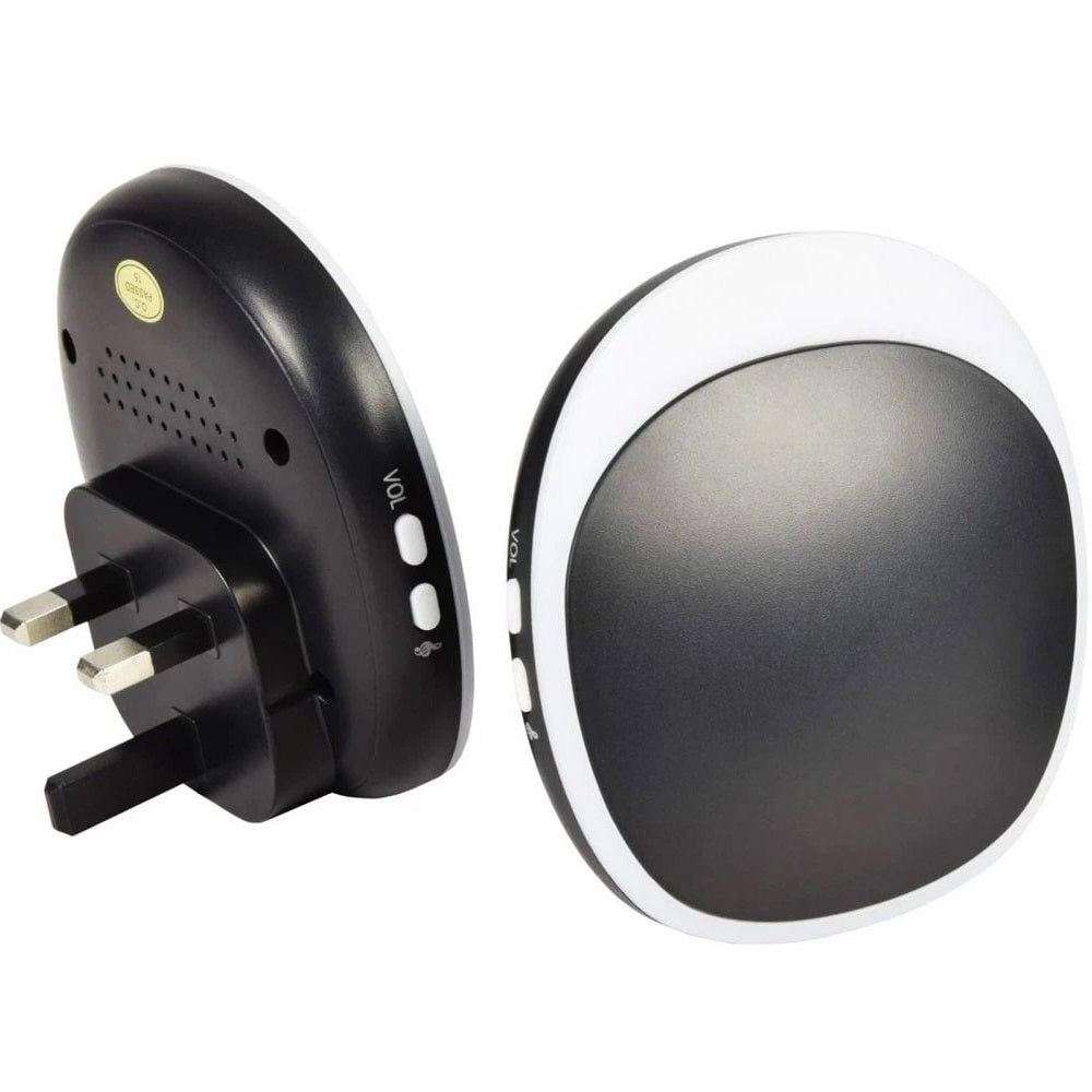 AVSL Mercury Wireless Plug-in Doorbell with LED Alert Black 350.311UK | Choice of 38 Tones and Melodies | 200 Metre Range | IP44 Weatherproof