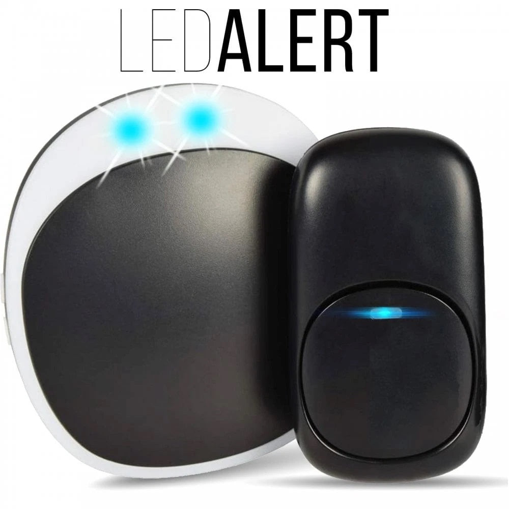 AVSL Mercury Wireless Plug-in Doorbell with LED Alert Black 350.311UK | Choice of 38 Tones and Melodies | 200 Metre Range | IP44 Weatherproof