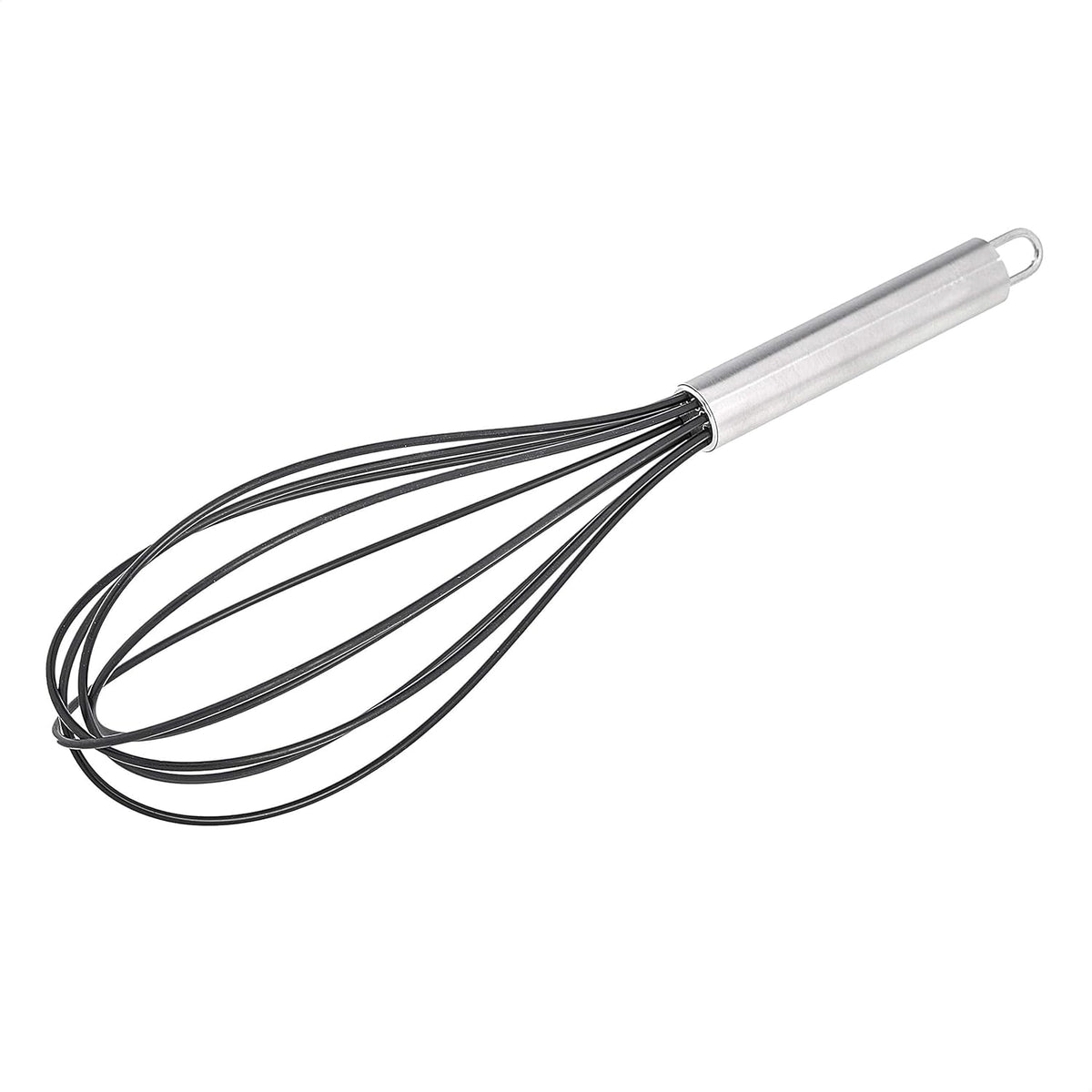 Ashley Housewares Silicone Whisk Grey 26cm x 6cm KT186 | Heat Resistant up to 200 degree C | BPA Free | Non-Scratch | For Non-Stick Cookware | Anti-Slip Handle | Protects Your Pan | Stainless Steel Handle | Dishwasher Safe