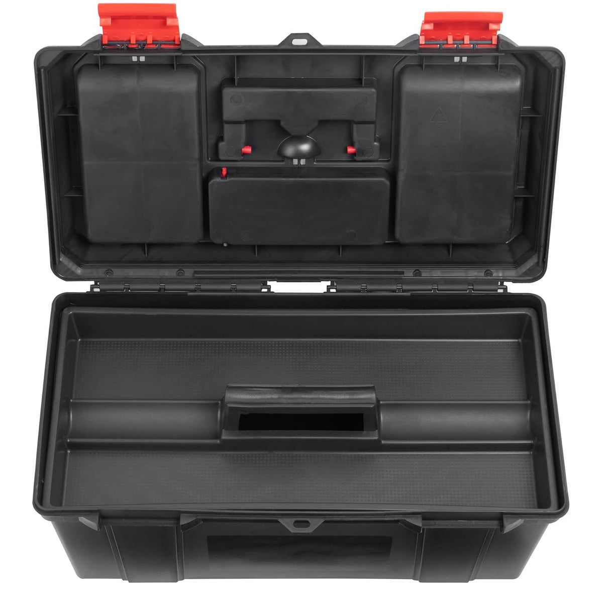 Blackspur Organiser Toolbox Black 19-Inch TC384 | Constructed From Durable PP Material | Complete with Tote Tray | Lid Contains Handy Storage Compartments