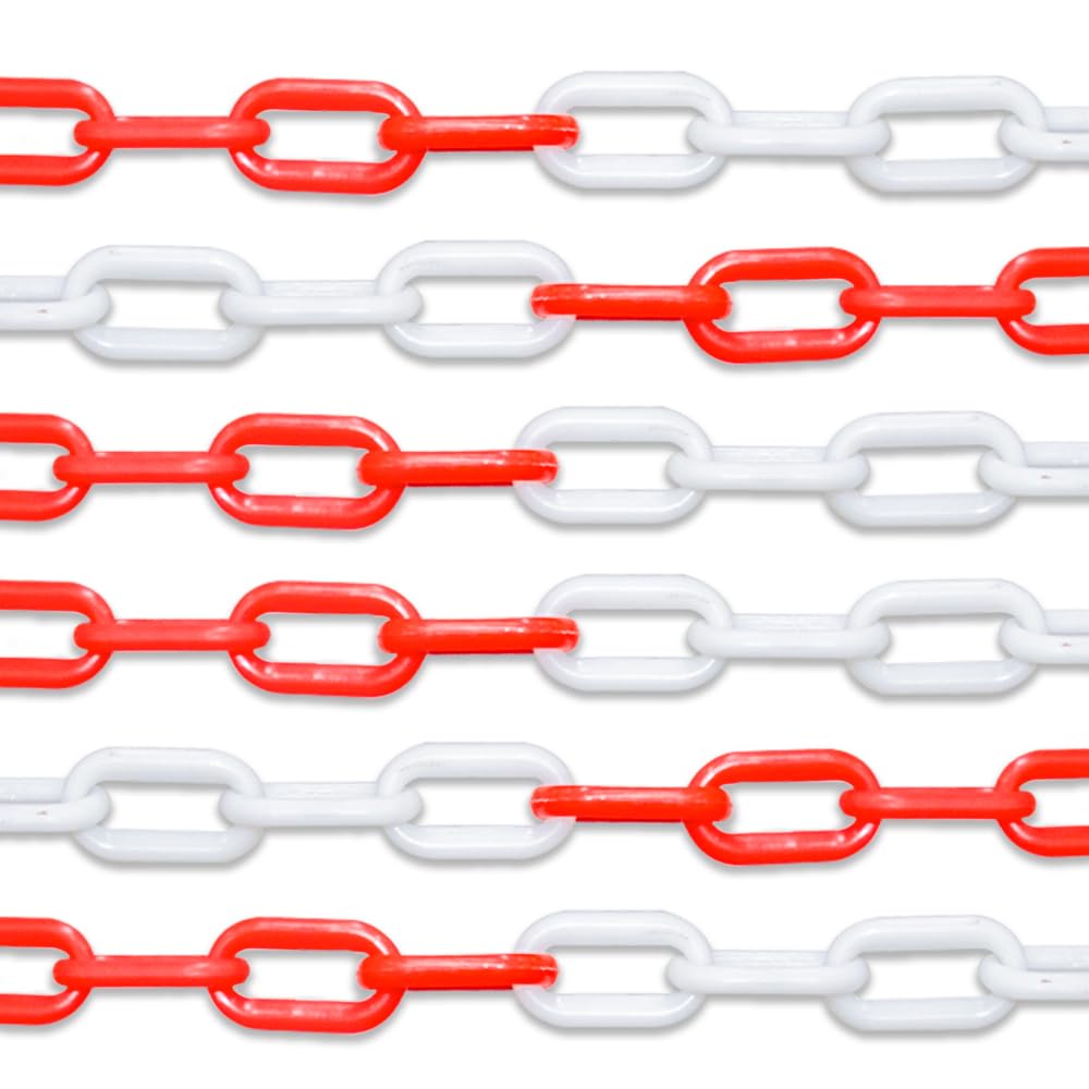 Blackspur Parking Barrier Chain Red and White 5Mtr PB050 | High Visibility Plastic Safety Chain | For Worksites-Parking Areas-Events and Emergencies | Durable and Lightweight | Used for Emergencies-Construction Areas and Sporting Events