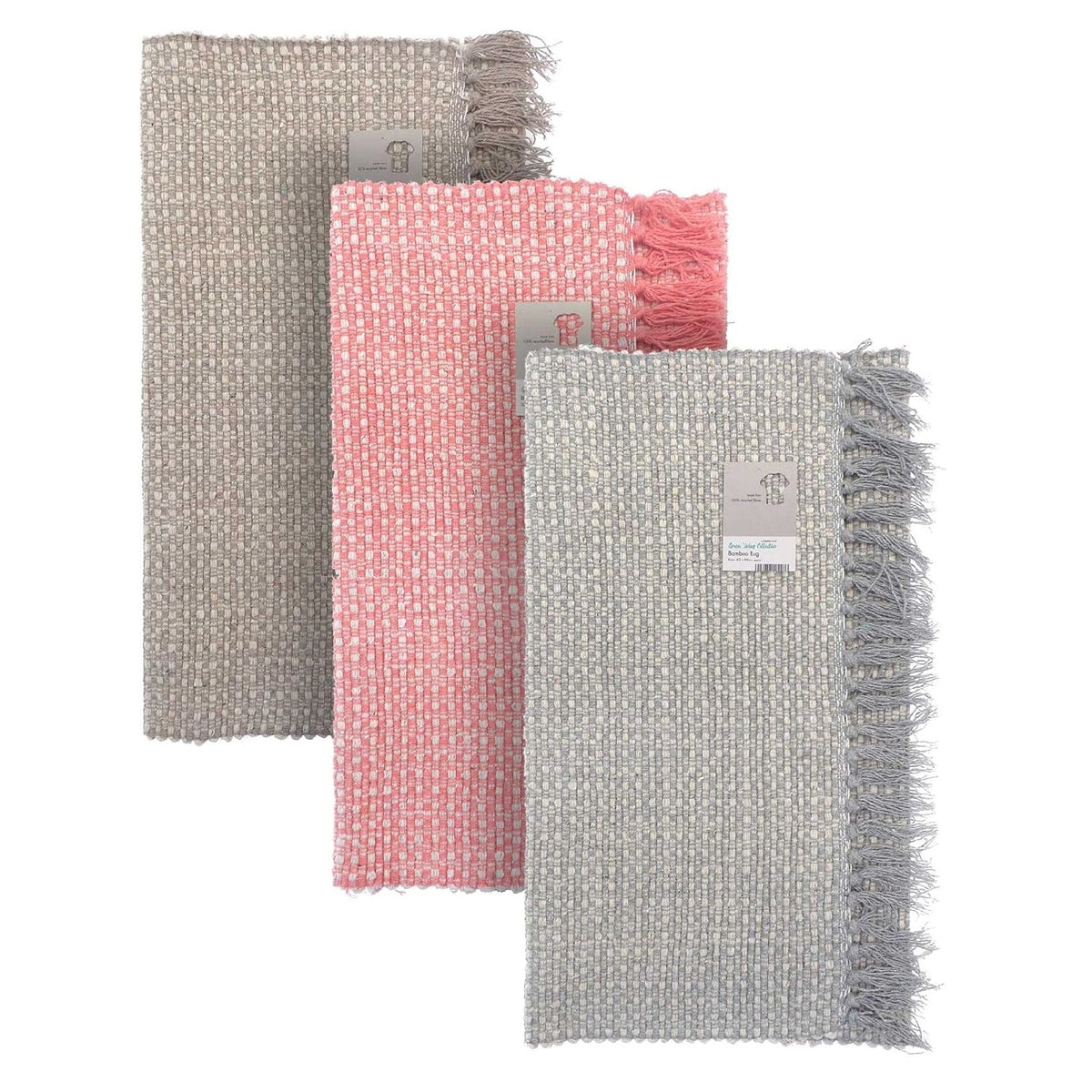 Country Club Bamboo Design Rug Assorted 50cm x 80cm Pack of 1 RUG194283 | Made from the Equivalent of 11 Items of Clothing | 59 Percent Cotton | 41 Percent Polyester | Made from 50 Percent Recycled Fabrics