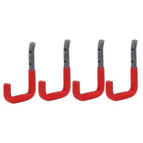 Dekton Anti Slip Wall Hook Set Red and Grey 120mm x 85mm x 12mm Pack of 4 DT70585