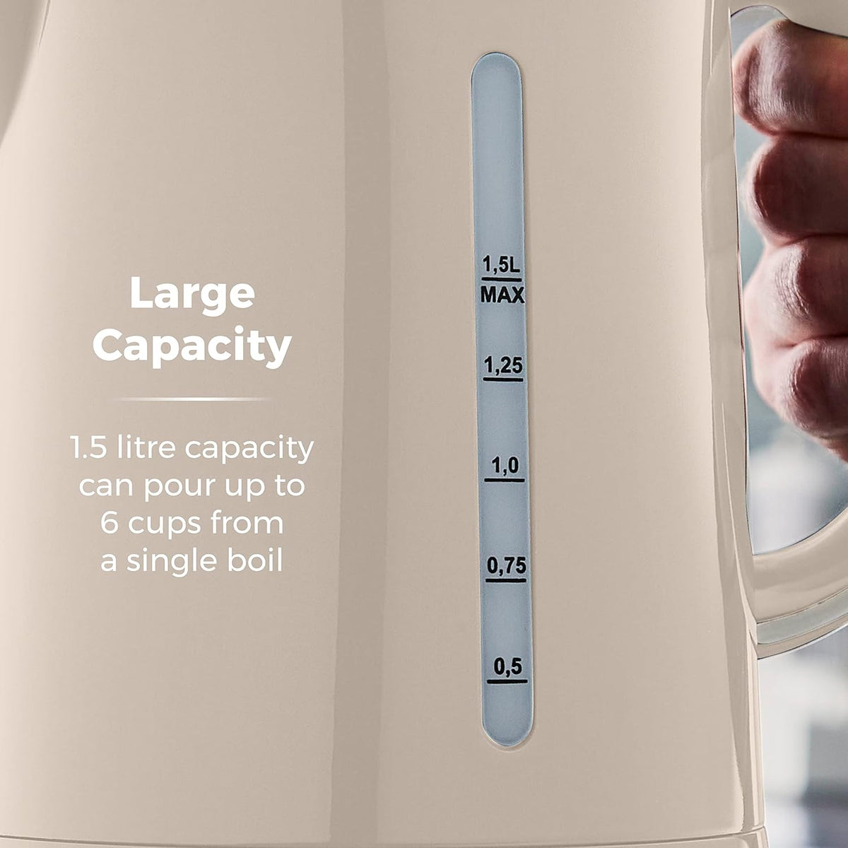 Tower Tower Belle Rapid Boil Kettle Chantilly Cream 1.5Ltr T10049CHA | 3KW Rapid Boil Technology - Boils 1 Cup in Under 60 Seconds | Perfect Pour Spout | 360 Degree Swivel Base | Fast Boil 1 Cup in under 60 Secs