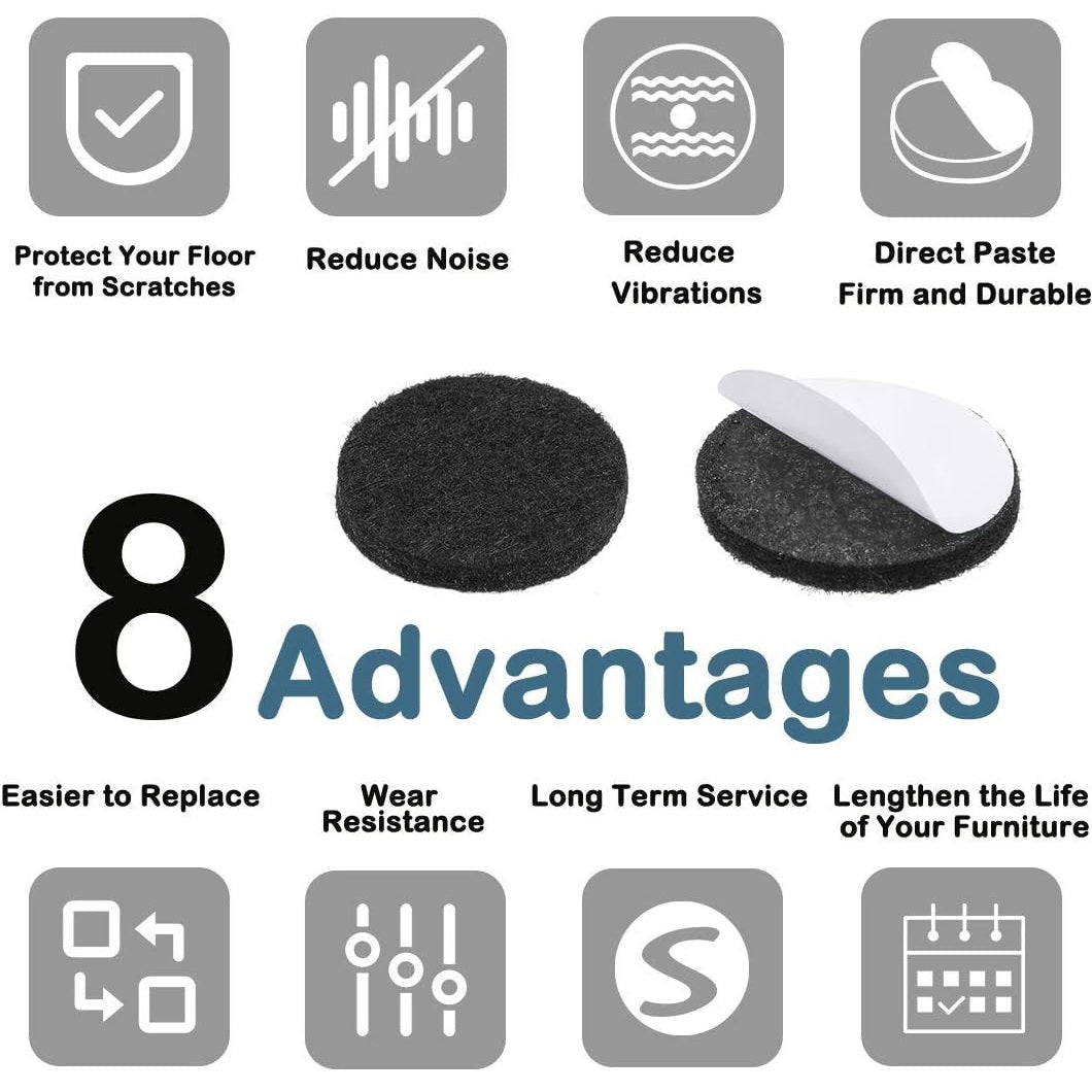 Securit Self Adhesive Round Felt Pads Black 13mm x 3mm Pack of 24 S5400 | Furniture Floor Protector Pads | Prevents Scratches and Reduces Noise | For Chairs-Tables and Home Surfaces