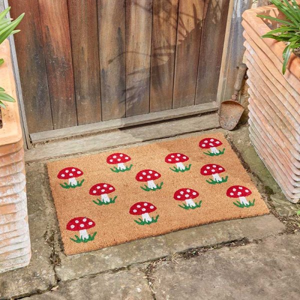 Smart Garden Shrooms Decoir Mat Multicolour 45cm x 75cm 5511154 | Eco-Friendly | Made Using Natural Coconut Fibre | Durable Natural Coir | Removes Mud and Dirt from Shoes and Boot | Slip Resistant PVC Backing | Easy to Clean | Suitable for Indoor and Outdoor Use