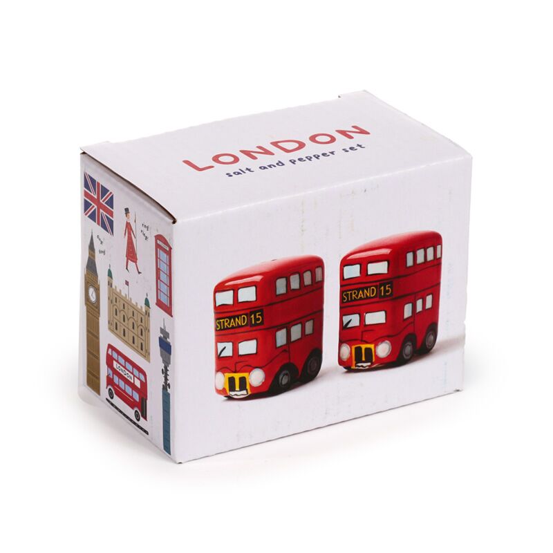 Puckator London Routemaster Bus Bus Salt and Pepper Shaker Red 7cm x 5.5cm x 4.5cm LON20 | Double Decker Bus Design | British Souvenir Kitchen Tableware Gift