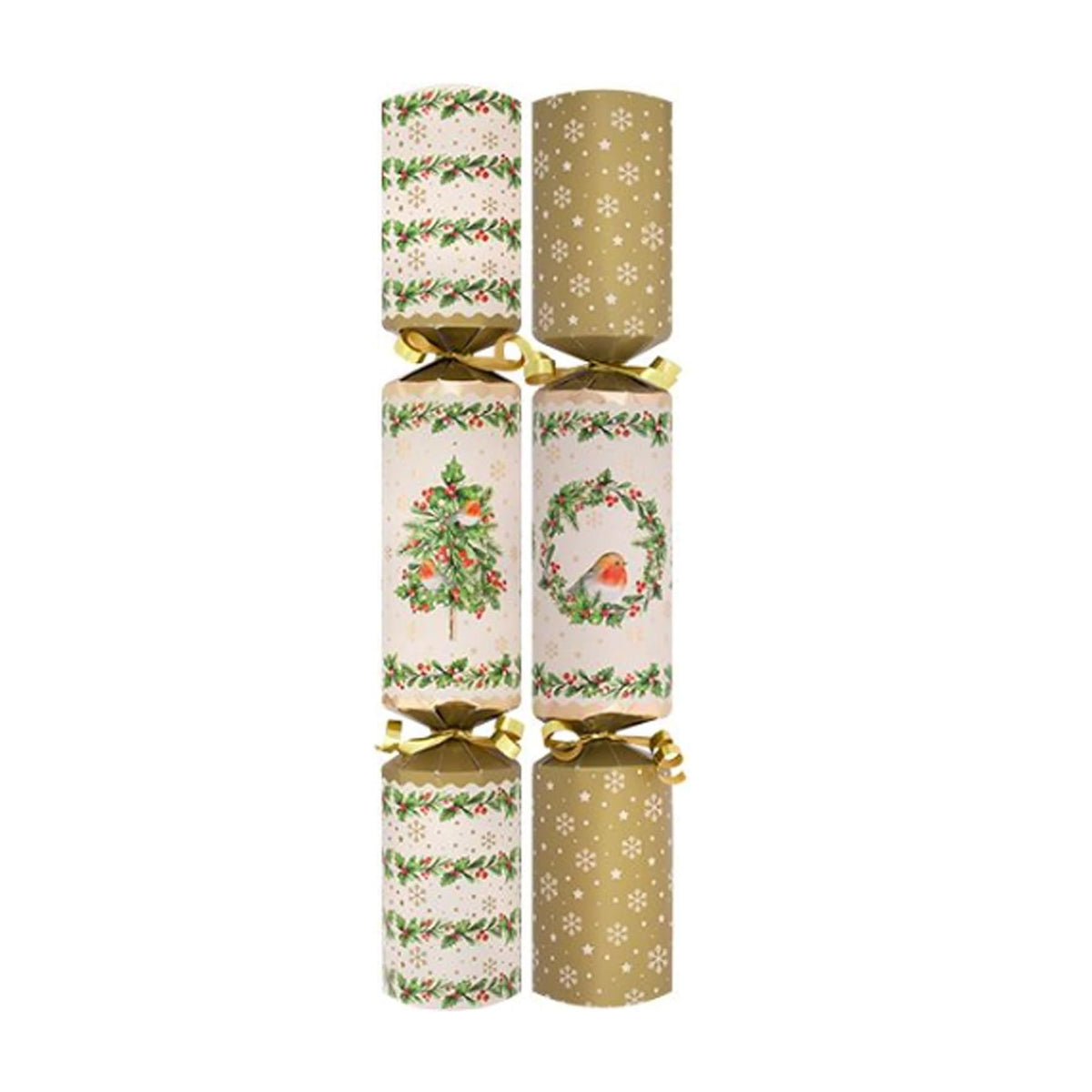 RSW Christmas Robin and Wreath Crackers Multicoloured Pack of 10 12-Inch XM7032 | With Hats-Mottos-Gifts and Snaps | Recyclable Packaging | Plastic Free Gifts