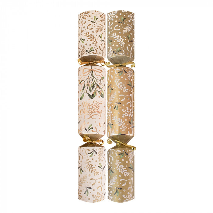RSW Christmas Harvey and Mason Crackers Gold and White 14-Inch Pack of 10 XM7023 | Gold Mistletoe | Plastic Free Gifts | Recyclable Packaging