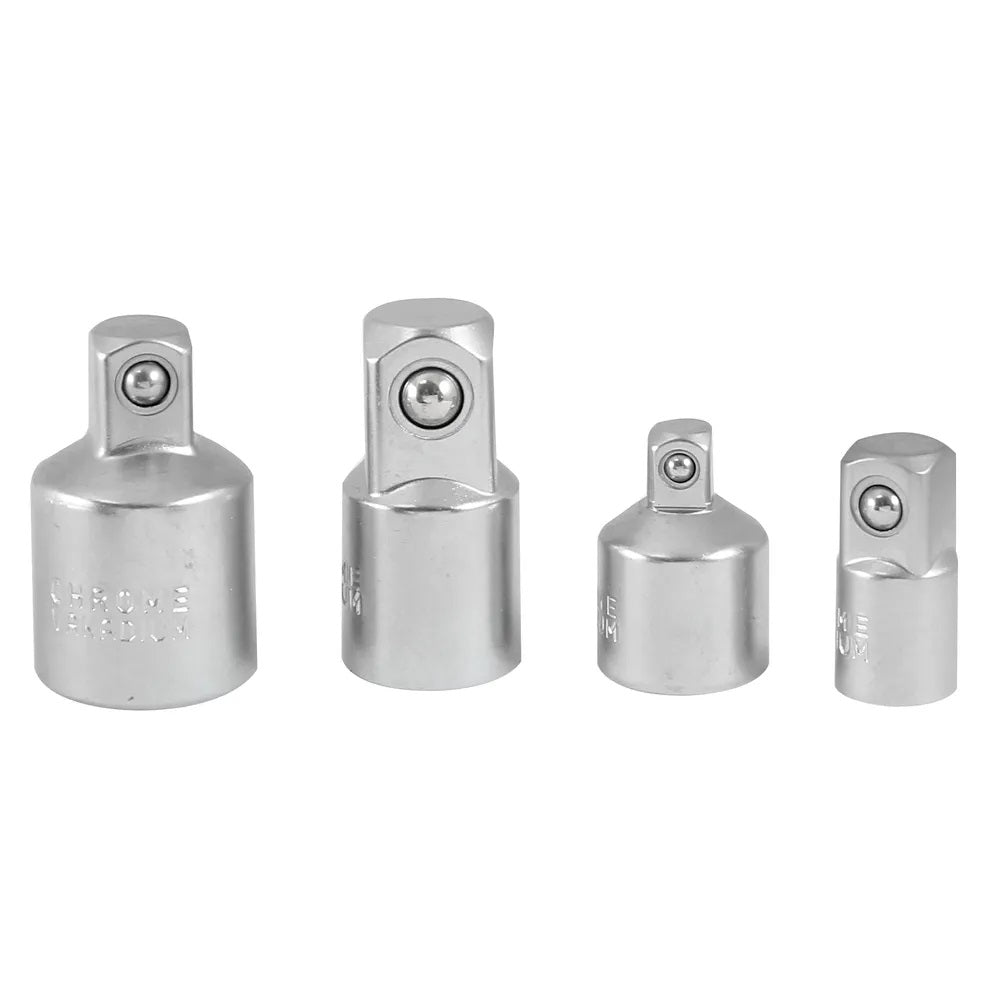 Dekton Socket Adaptor Silver Pack of 4 DT85190 | CR-V Ultra Strong Steel | 0.37-Inch | 0.25-Inch | 0.5-Inch | For Sockets and Ratchets